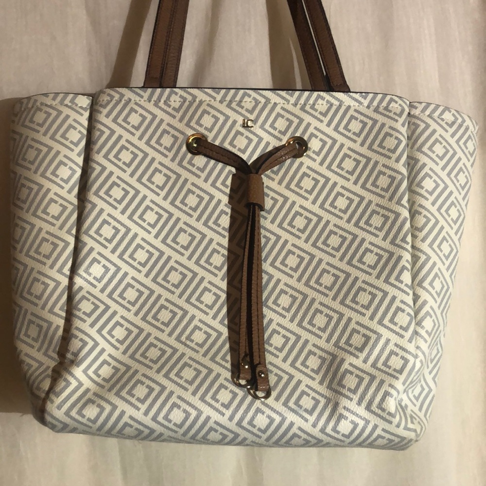 Stylish White and Gray Liz Claiborne Tote Bag